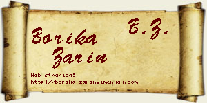 Borika Zarin vizit kartica
